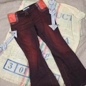 Fornarina Y2K Flare Jeans with Leather Patches